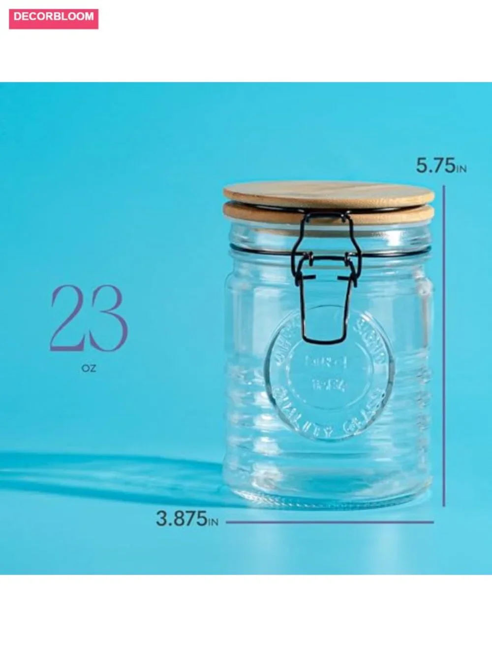 Set of 3 Glass Storage Jars with Airtight Lids - 23 oz